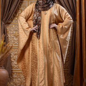 Golden Color Abaya with Stone Work